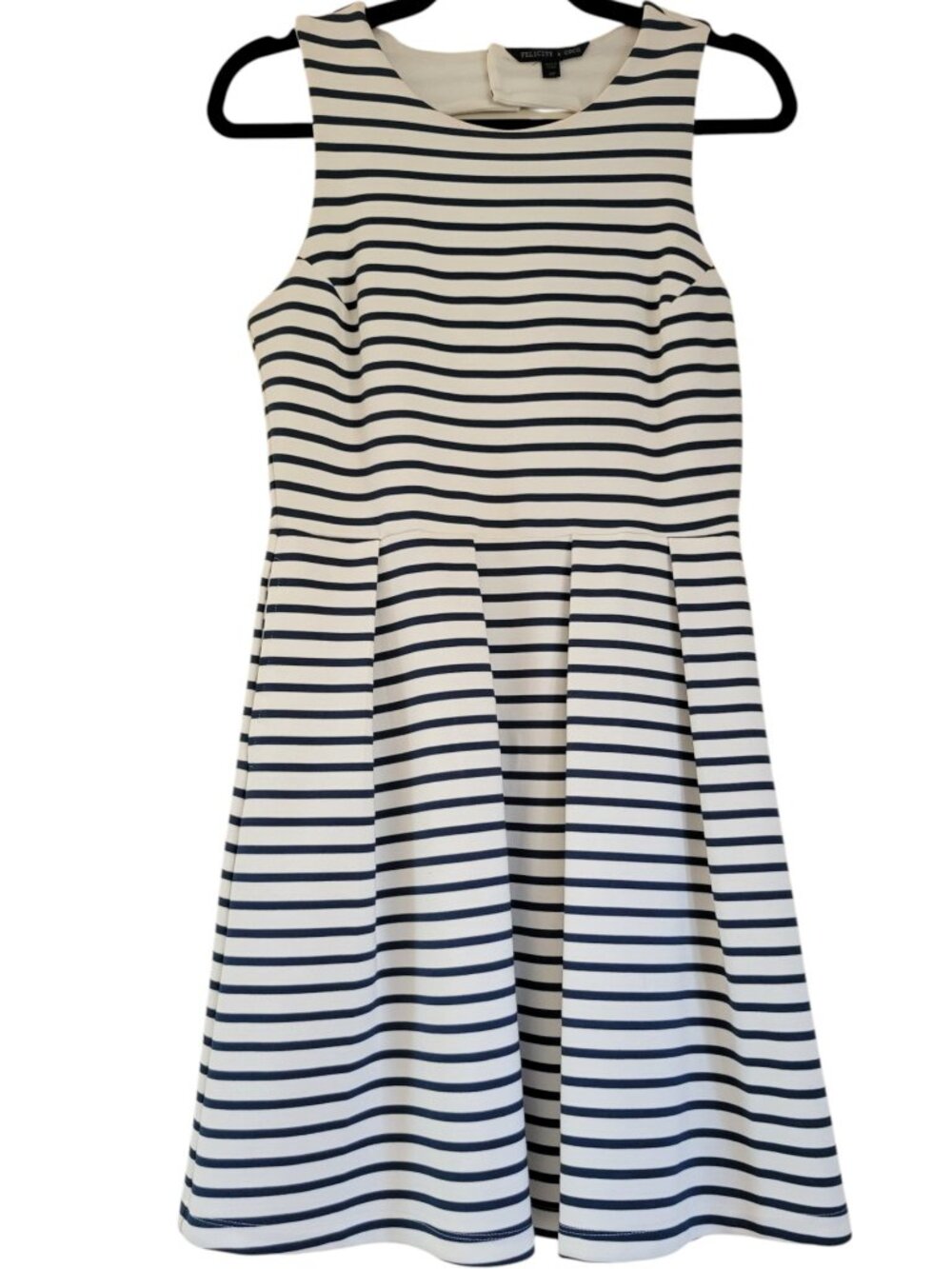 Felicity & Coco Fit Flare Dress Striped Navy White Sleeveless Back Cutout MP